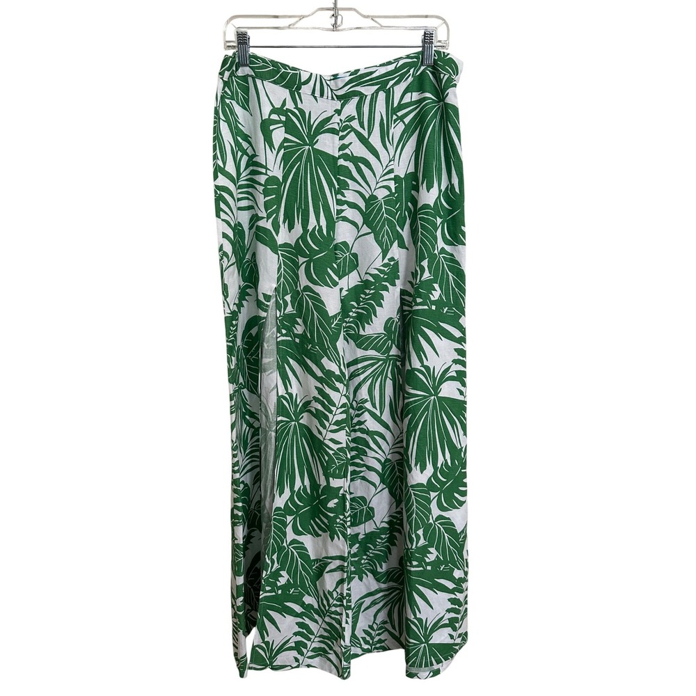 Tori Richard Tropical Palm Leaf Front Slit Wide Leg Pants 12